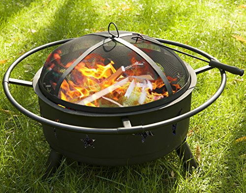 Merax 30 Inch StarsÂ andÂ MoonsÂ FireÂ PitÂ FireÂ Bowl OutdoorÂ Black Black